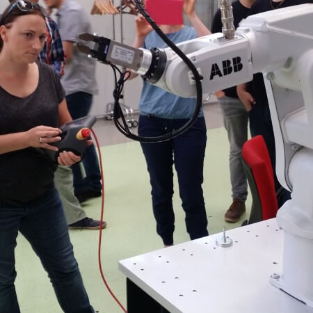Susanne Stadler is teaching a robot