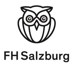 Logo of the Salzburg University of Applied Sciences; an black-and-white owl